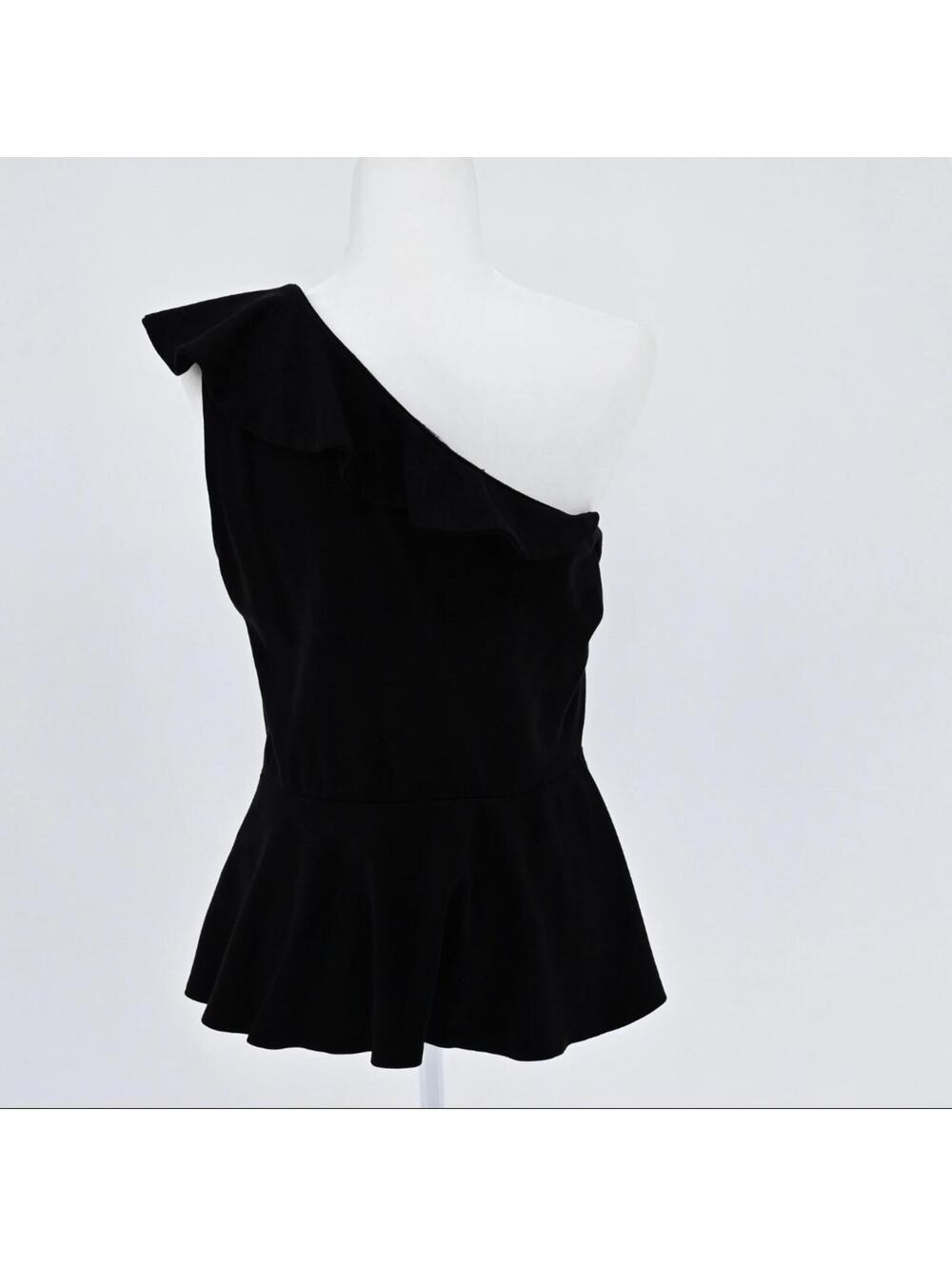 Express One Shoulder Black Peplum Top - M - Picture 5 of 7